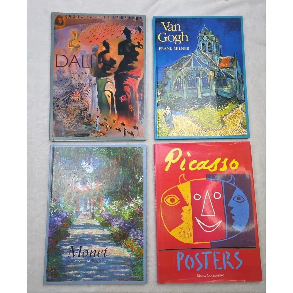 4 Art Books: Picasso Posters Monet Van Gogh Dali Milner Moorhouse Costantino